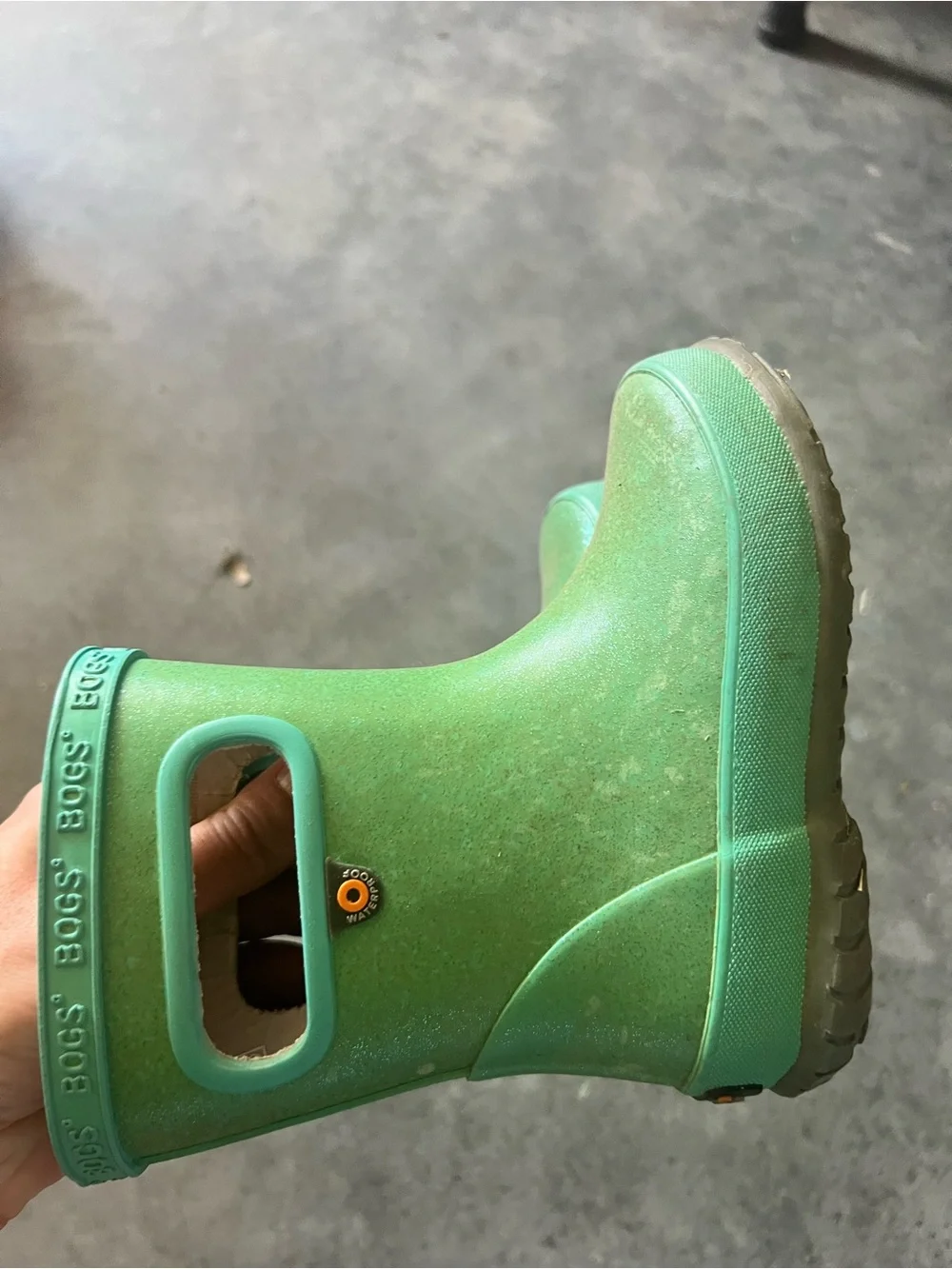 Bogs Kids Green Pull-On Rain Boot with Handles